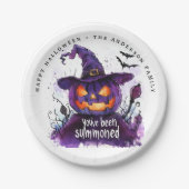 Je bent gedagvaard als Paarse pompoenheks Papieren Bordje (Voorkant)
