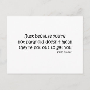 Je bent geen paranoïde quote briefkaart