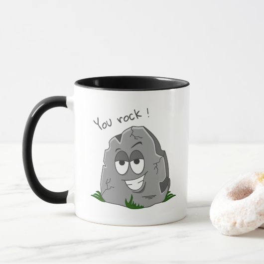 Je bent gek! Funny Grey Cartoon Stone Mok (Met donut)