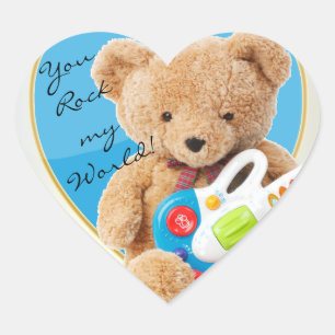 Je bent gek op Mijn wereld Teddy Bear Hart Sticker