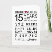 Je Bent Geliefd 15e Verjaardagskaart Bedankkaart (Voorkant)