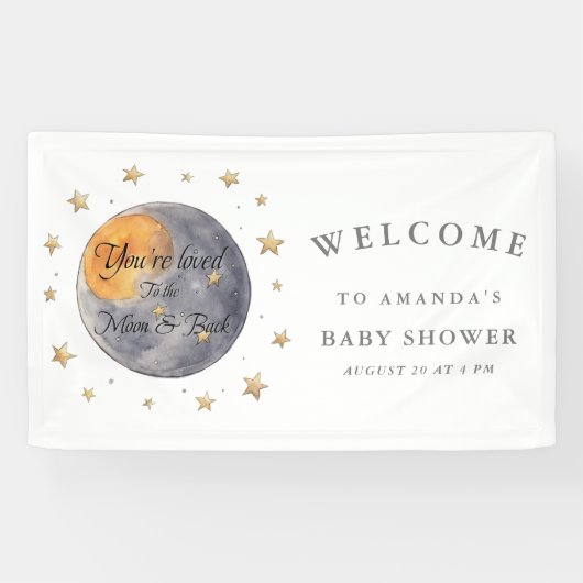 Je bent geliefd bij het Moon Stars Baby shower Spandoek (Horizontaal)