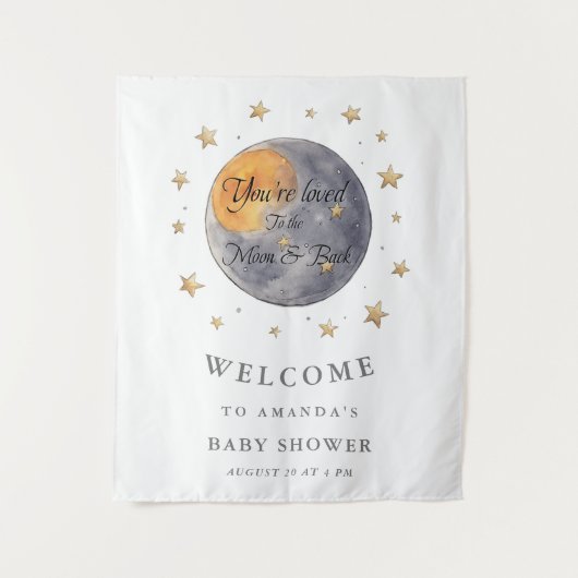 Je bent geliefd bij het Moon Stars Baby shower Wandkleed (Voorkant)
