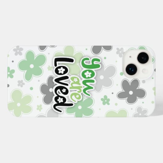 Je bent geliefd bloemen Aro Pride belettering iPhone Hoesje (Achterkant horizontaal)
