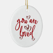 Je bent geliefd, ingewikkeld rood hart keramisch ornament (Rechts)