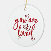 Je bent geliefd, ingewikkeld rood hart keramisch ornament (Links)