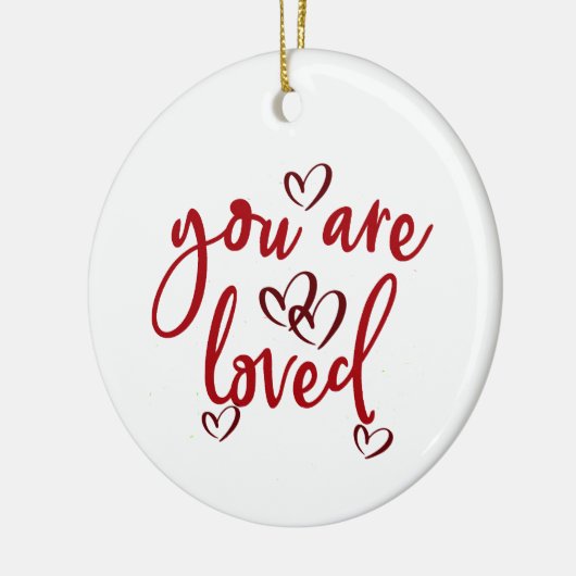 Je bent geliefd, ingewikkeld rood hart keramisch ornament (Links)