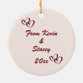 Je bent geliefd, ingewikkeld rood hart keramisch ornament (Achterkant)