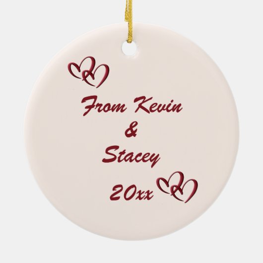 Je bent geliefd, ingewikkeld rood hart keramisch ornament (Achterkant)