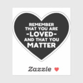 Je bent geliefd Je bent belangrijk (Zwart hart) Sticker (Vel)