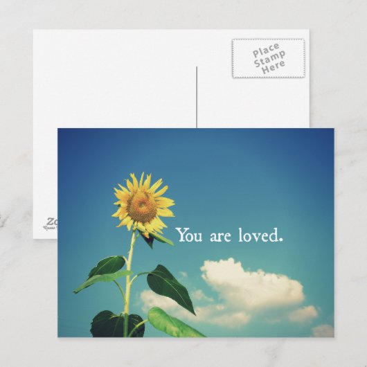 Je bent geliefd met Zonnebloem Briefkaart (Voorkant / Achterkant)