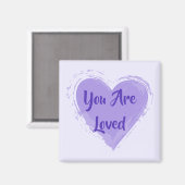 "Je bent geliefd" Paarse hartkunst Magneet (Voorkant / Achterkant)