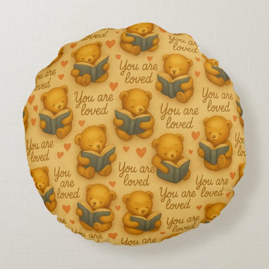 Je bent geliefd - Ronde Waterverf Beer Rond Kussen (Achterkant)