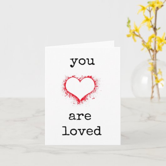 Je bent geliefd, rood hart, aanmoediging Kaart (Gele Bloem)