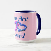 Je bent geliefd Roze Blauw Hart Koffie Mok (Voorkant rechts)