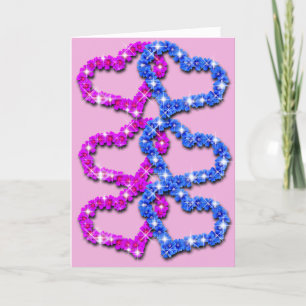 Je bent geliefd roze en blauwe harten groet kaart