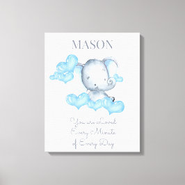 Je bent geliefd Schattige Baby Boy Elephant gepers Canvas Afdruk