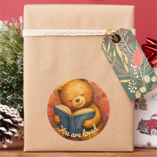 Je bent geliefd - Schattige Beer ronde Sticker (Feestdagen)