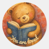 Je bent geliefd - Schattige Beer ronde Sticker (Voorkant)
