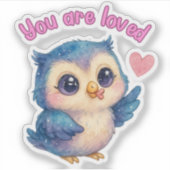 Je bent geliefd - Schattigee uil die-cut bevestigi Sticker (Voorkant)