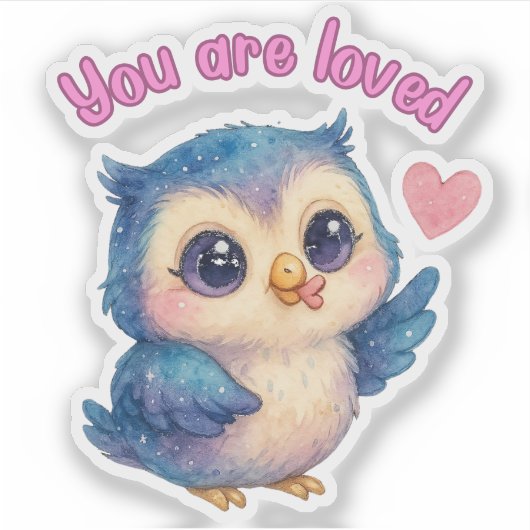 Je bent geliefd - Schattigee uil die-cut bevestigi Sticker (Voorkant)