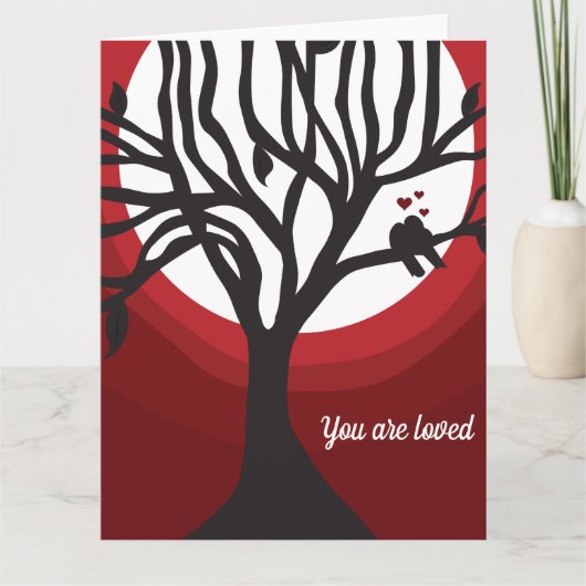 Je bent geliefd Tortelduifjes rood zwart Kaart (Voorkant)