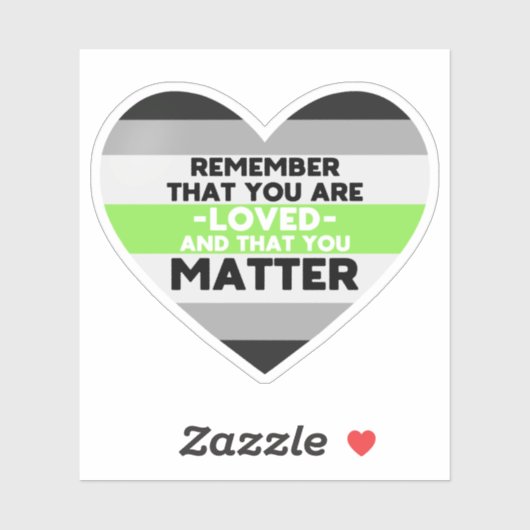 Je bent geliefd You matter (Agender vlag hart) Sticker (Vel)