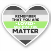 Je bent geliefd You matter (Agender vlag hart) Sticker (Voorkant)