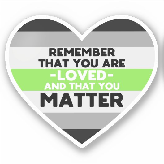 Je bent geliefd You matter (Agender vlag hart) Sticker (Voorkant)