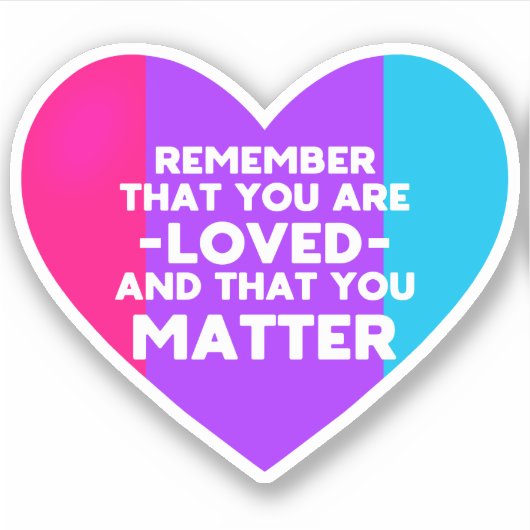 Je bent geliefd You matter (Androgyne vlag hart) Sticker (Voorkant)