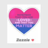 Je bent geliefd You matter (Biseksuele vlag hart) Sticker (Vel)