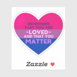 Je bent geliefd You matter (Biseksuele vlag hart) Sticker