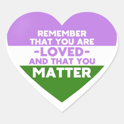 Je bent geliefd You matter (Genderqueer vlag hart) Hart Sticker (Voorkant)