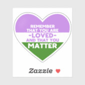 Je bent geliefd You matter (Genderqueer vlag hart) Sticker (Vel)