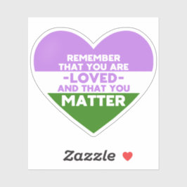 Je bent geliefd You matter (Genderqueer vlag hart) Sticker