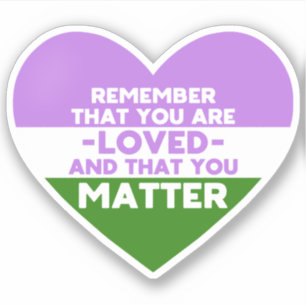 Je bent geliefd You matter (Genderqueer vlag hart) Sticker