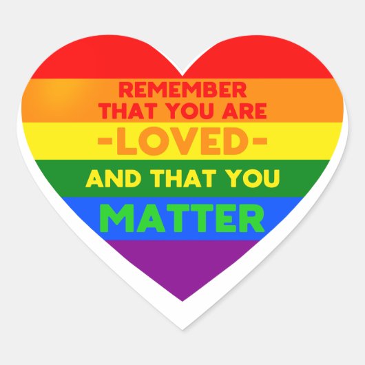 Je bent geliefd You matter (LGBT-vlaghart) Hart Sticker (Voorkant)