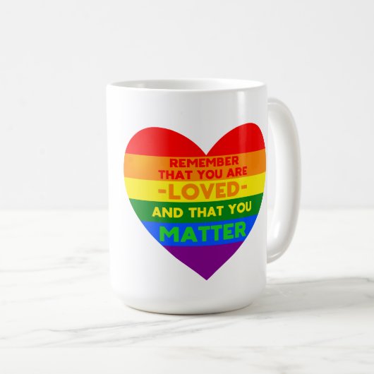 Je bent geliefd You matter (LGBT-vlaghart) Koffiemok (Voorkant rechts)
