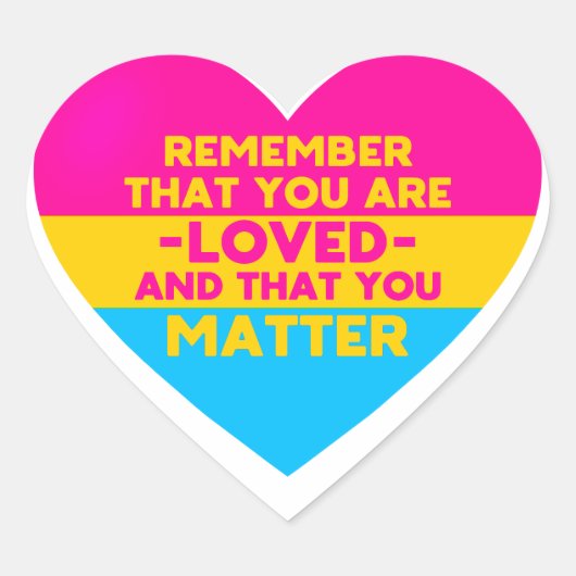 Je bent geliefd You matter (Pansexual vlag hart) Hart Sticker (Voorkant)