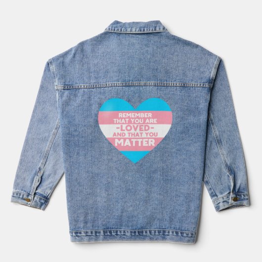 Je bent geliefd You matter (Trans flag hart) Denim Jacket (Achterkant)