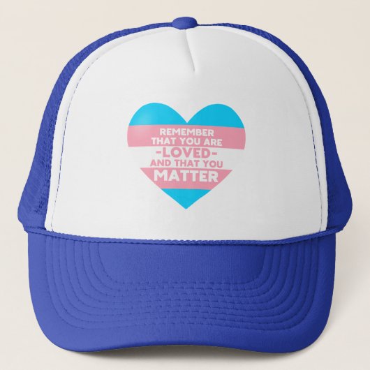 Je bent geliefd You matter (Trans flag hart) Trucker Pet (Voorkant)