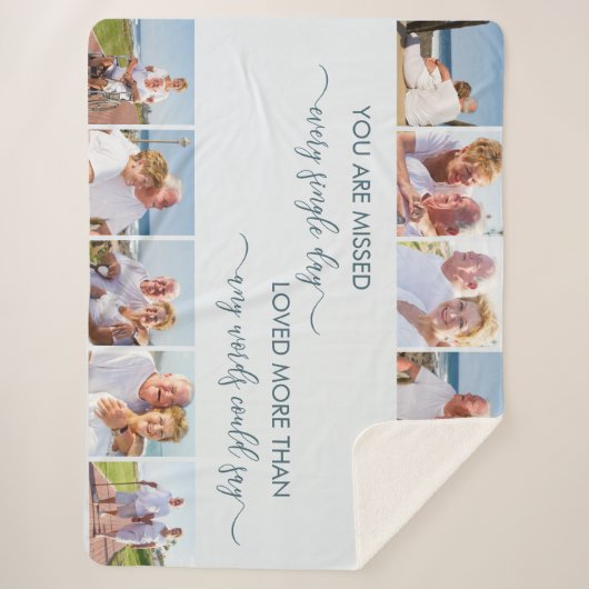 Je bent gemist 10 foto-grensblauwe herinnering sherpa deken (Voorkant)