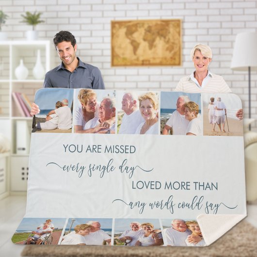 Je bent gemist 10 foto-grensblauwe herinnering sherpa deken