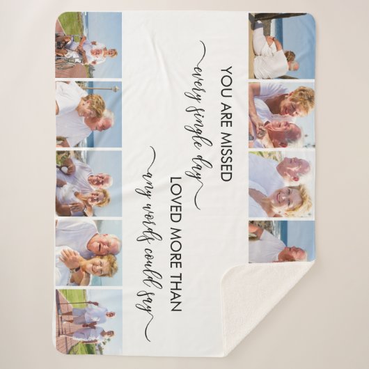 Je bent gemist 10 foto-rand witte herinnering sherpa deken (Voorkant)