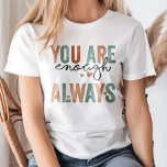 "Je bent genoeg. Altijd" Retro Grunge letters T-shirt<br><div class="desc">Omarm zelfliefde en empowerment met de "Je bent genoeg. Altijd" Retro Grunge Letters T-shirt. Met een gedurfd, geïnspireerd grunge-lettertype biedt dit T-shirt een tijdloze boodschap van zelfvertrouwen en waarde. De noodlijdende belettering voegt een stijlvolle, edgy sfeer toe aan het ontwerp, waardoor het een perfecte aanvulling is op uw casual garderobe....</div>