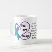 "Je bent genoeg" Genezing Hoop Minimalistische Quo Koffiemok (Voorkant links)
