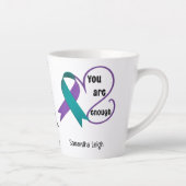 "Je bent genoeg" Genezing Hoop Minimalistische Quo Latte Mok (Rechts)