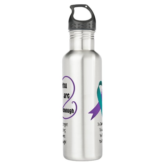 "Je bent genoeg" Genezing Hoop Minimalistische Quo Waterfles (Achterkant)