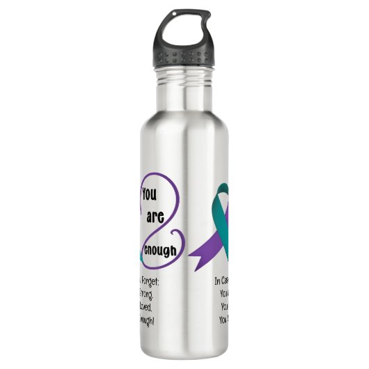 "Je bent genoeg" Genezing Hoop Minimalistische Quo Waterfles (Voorkant)