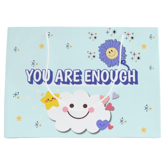 Je bent genoeg geschenktas - Schattigee Cloud & Fl Groot Cadeauzakje (Voorkant)